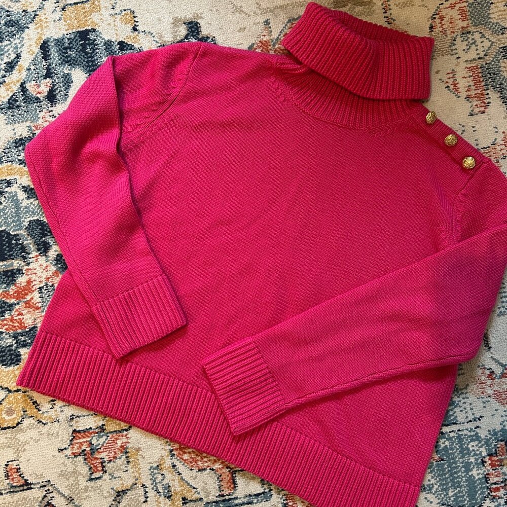 Tuckernuck Merino Wool Turtleneck w Gold Button Detail - S